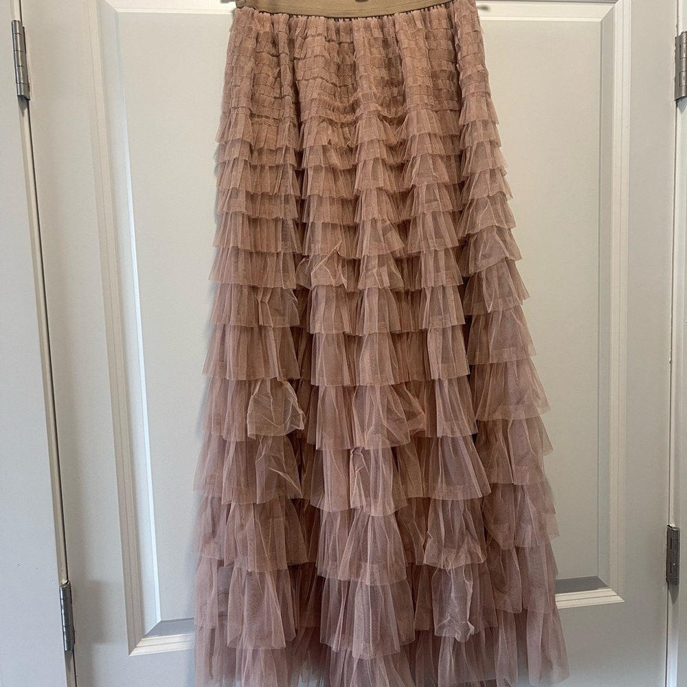 Elegant Windsor Brown Layered Tulle Skirt